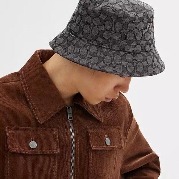 NWT COACH Unisex Signature Jacquard Bucket Hat CH401 Charcoal xs/s - Picture 3 of 9